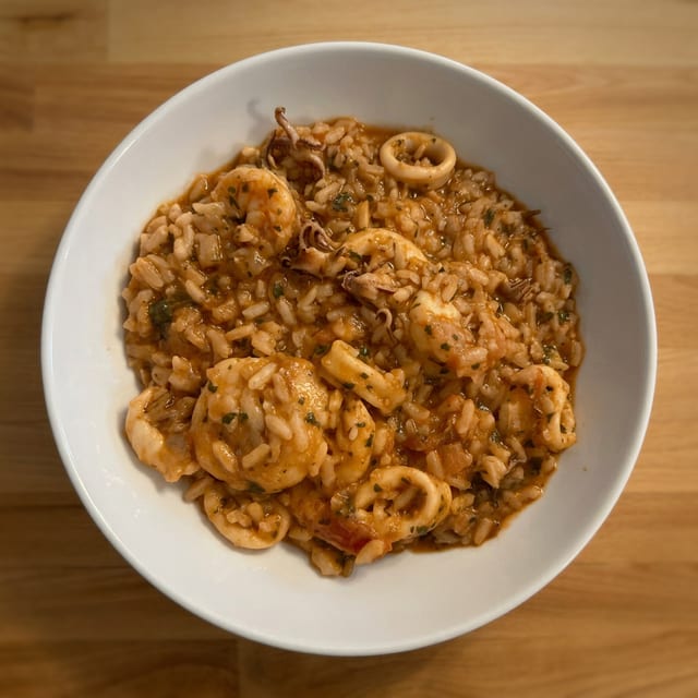 Risotto Calamari and Gamberi.